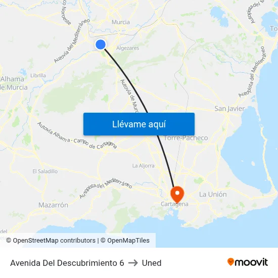 Avenida Del Descubrimiento 6 to Uned map