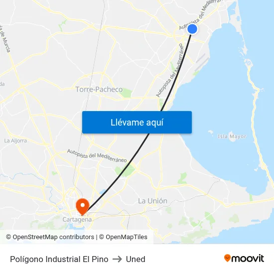 Polígono Industrial El Pino to Uned map