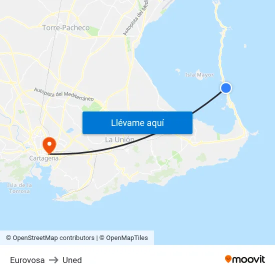 Eurovosa to Uned map