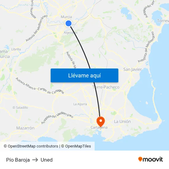 Pío Baroja to Uned map