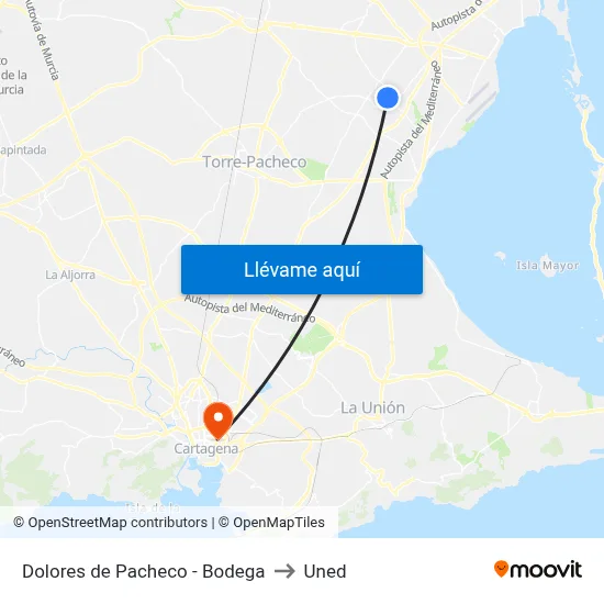 Dolores de Pacheco - Bodega to Uned map