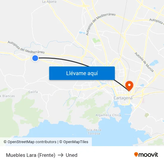 Muebles Lara (Frente) to Uned map