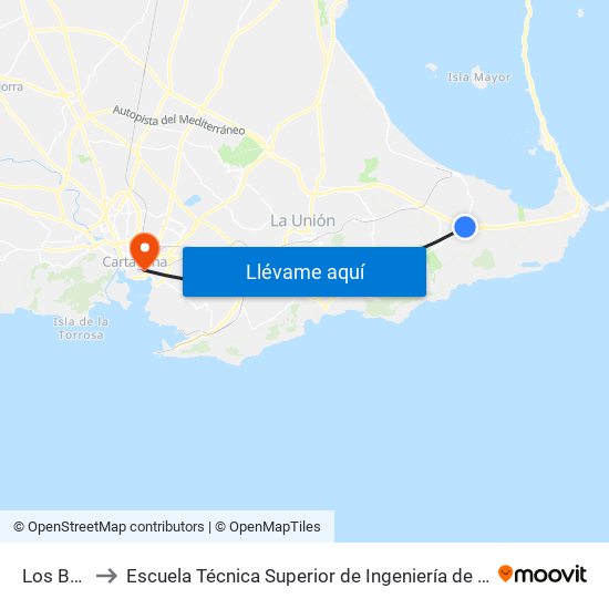 Los Belones to Escuela Técnica Superior de Ingeniería de Telecomunicaciones - Upct map