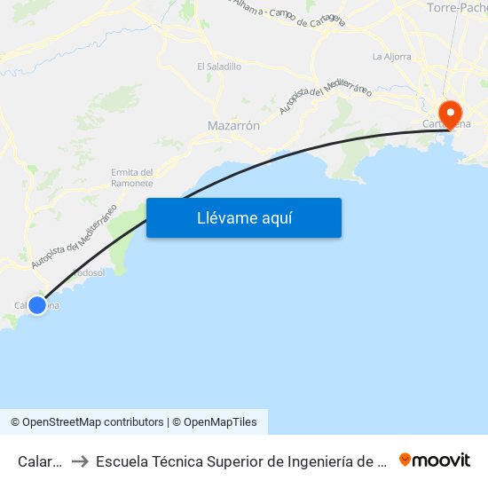 Calarreona to Escuela Técnica Superior de Ingeniería de Telecomunicaciones - Upct map