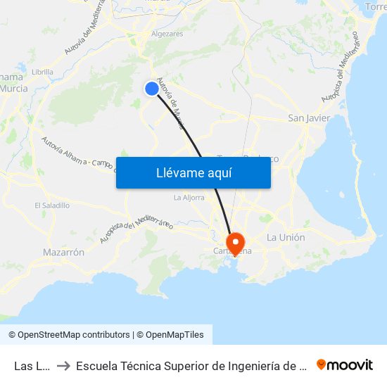 Las Lomas to Escuela Técnica Superior de Ingeniería de Telecomunicaciones - Upct map