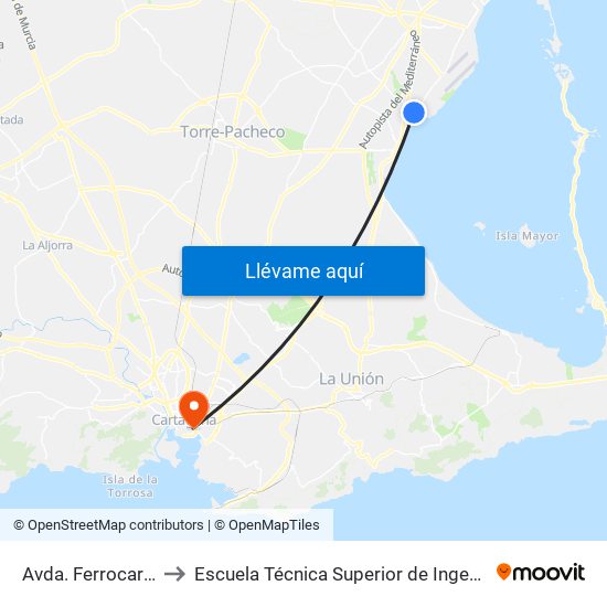 Avda. Ferrocarril - Centro Cívico to Escuela Técnica Superior de Ingeniería de Telecomunicaciones - Upct map