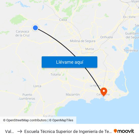 Valentín to Escuela Técnica Superior de Ingeniería de Telecomunicaciones - Upct map