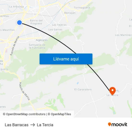 Las Barracas to La Tercia map