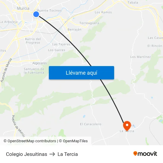 Colegio Jesuitinas to La Tercia map