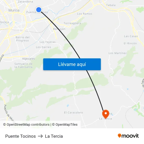 Puente Tocinos to La Tercia map