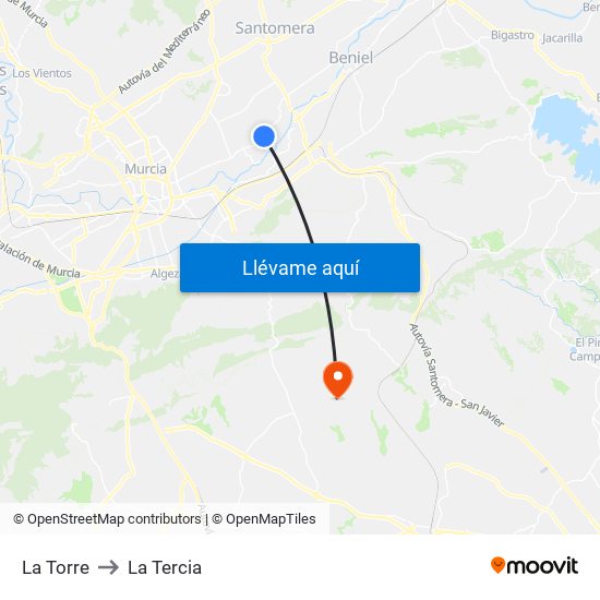 La Torre to La Tercia map