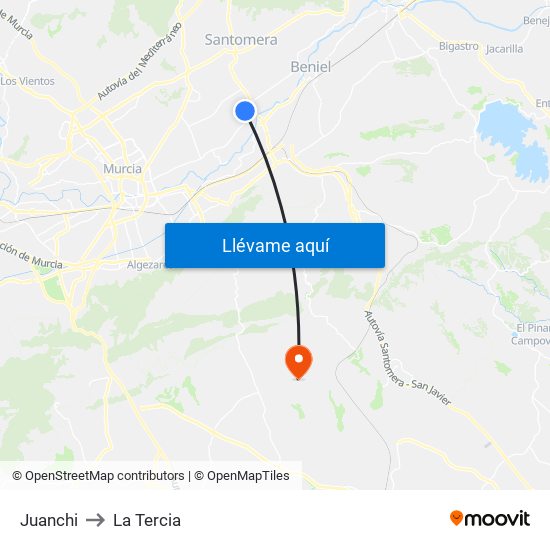 Juanchi to La Tercia map