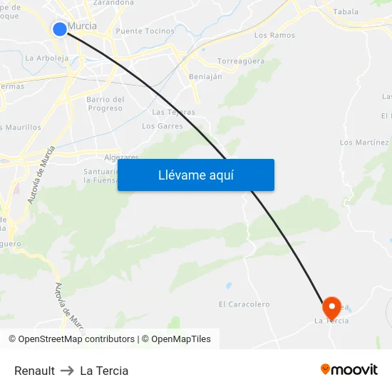Renault to La Tercia map