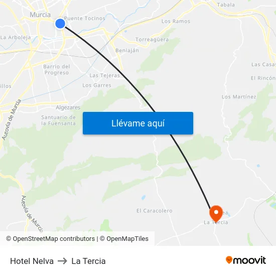 Hotel Nelva to La Tercia map