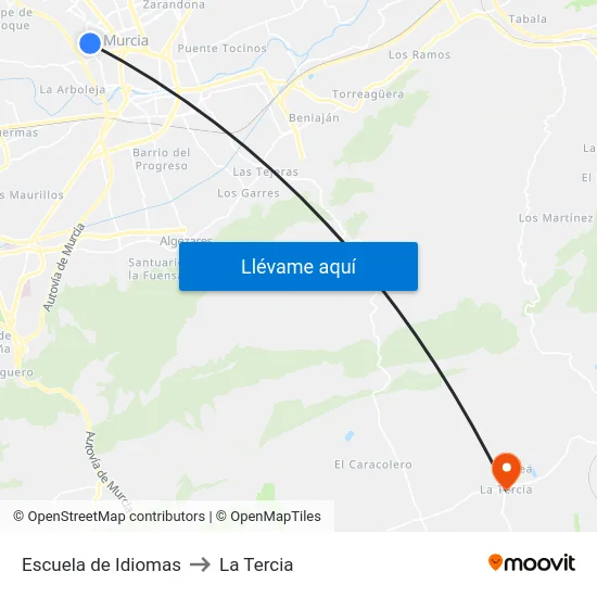 Escuela de Idiomas to La Tercia map