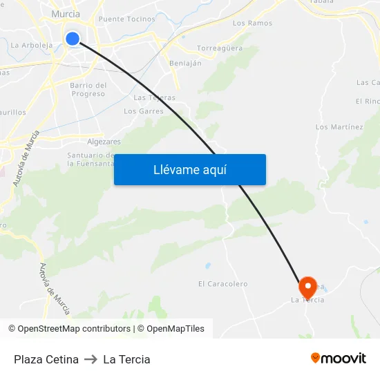 Plaza Cetina to La Tercia map