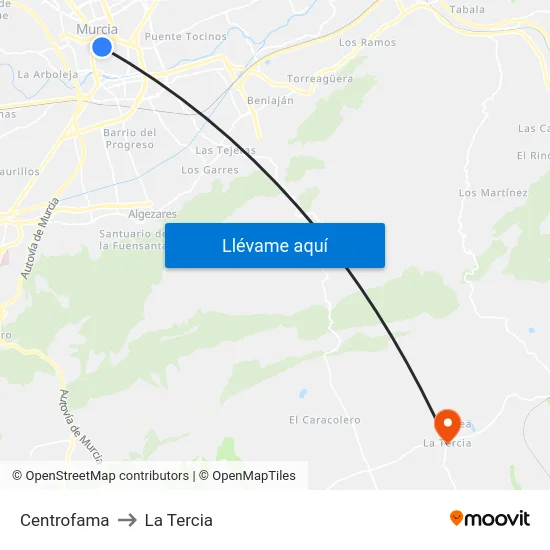Centrofama to La Tercia map