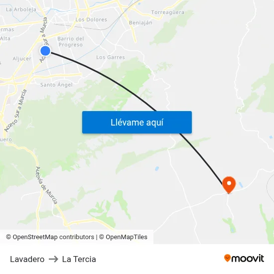 Lavadero to La Tercia map