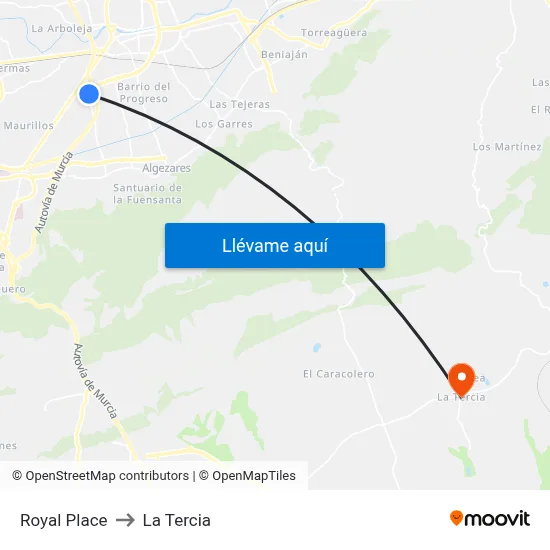 Royal Place to La Tercia map