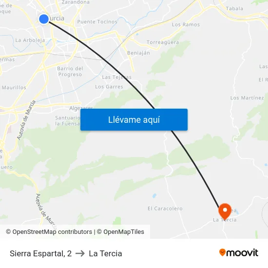 Sierra Espartal, 2 to La Tercia map