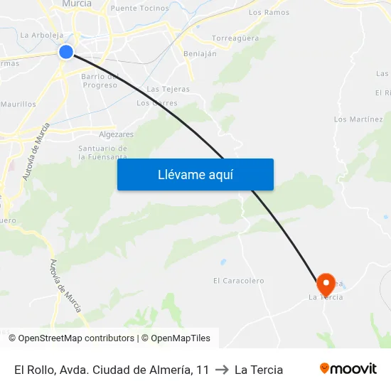 El Rollo, Avda. Ciudad de Almería, 11 to La Tercia map