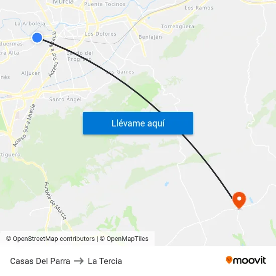 Casas Del Parra to La Tercia map