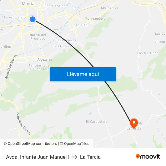 Avda. Infante Juan Manuel I to La Tercia map