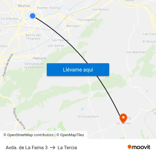 Avda. de La Fama 3 to La Tercia map