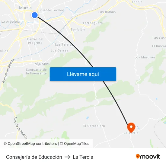 Consejería de Educación to La Tercia map