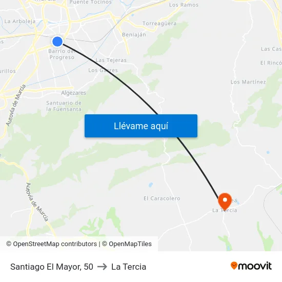 Santiago El Mayor, 50 to La Tercia map