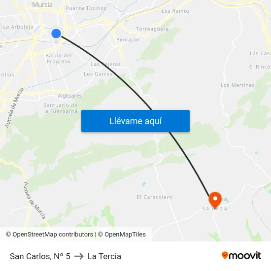 San Carlos, Nº 5 to La Tercia map