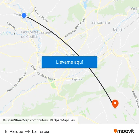 El Parque to La Tercia map