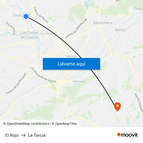 El Rojo to La Tercia map