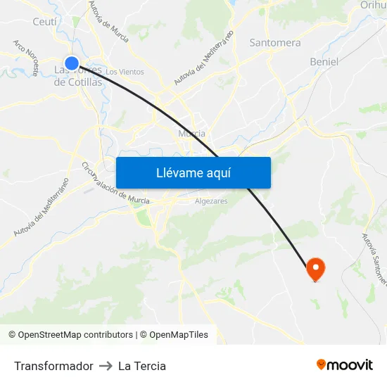 Transformador to La Tercia map