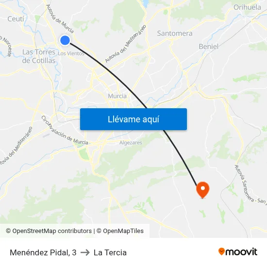 Menéndez Pidal, 3 to La Tercia map