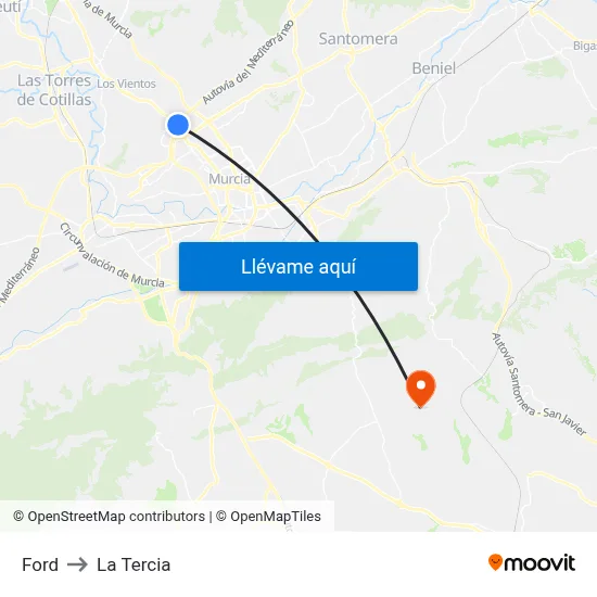 Ford to La Tercia map