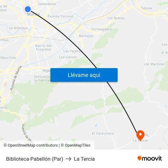 Biblioteca-Pabellón (Par) to La Tercia map