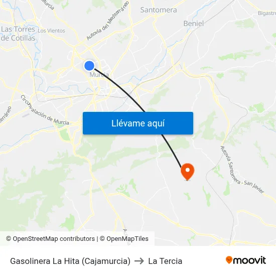 Gasolinera La Hita (Cajamurcia) to La Tercia map