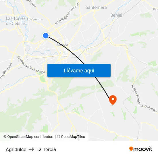 Agridulce to La Tercia map