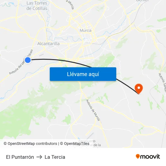 El Puntarrón to La Tercia map