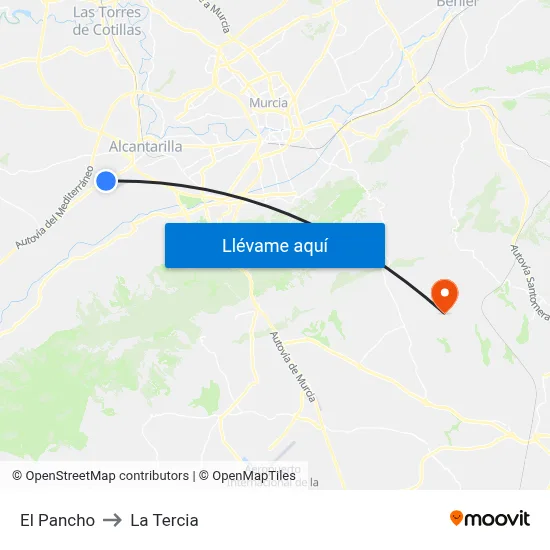 El Pancho to La Tercia map