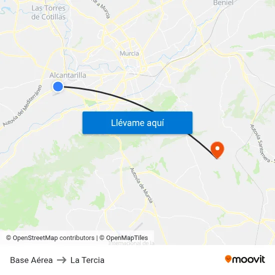 Base Aérea to La Tercia map