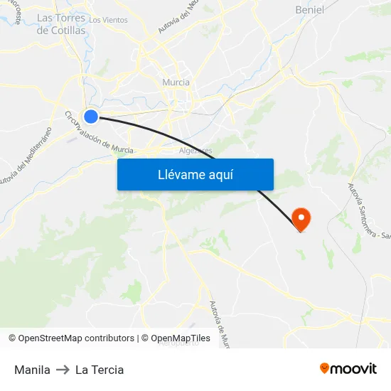 Manila to La Tercia map