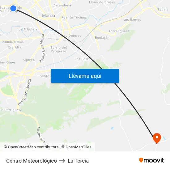 Centro Meteorológico to La Tercia map