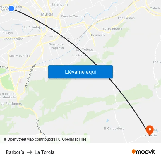 Barbería to La Tercia map
