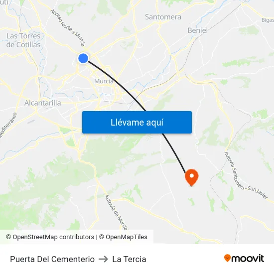 Puerta Del Cementerio to La Tercia map