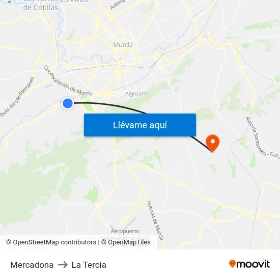 Mercadona to La Tercia map