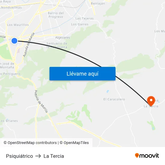 Psiquiátrico to La Tercia map