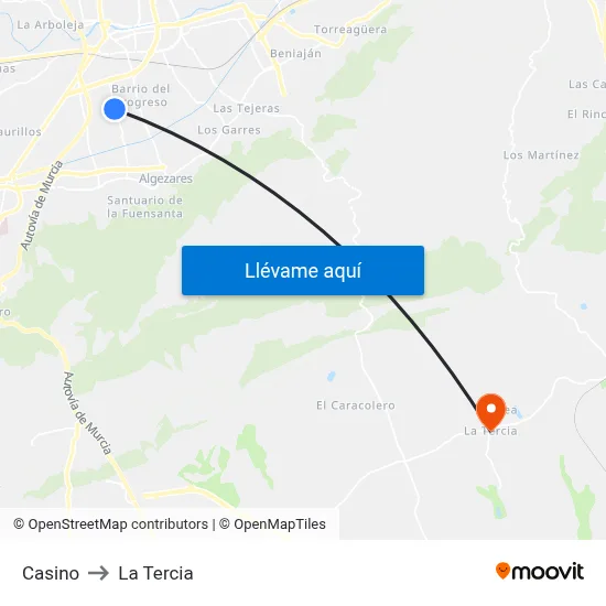 Casino to La Tercia map