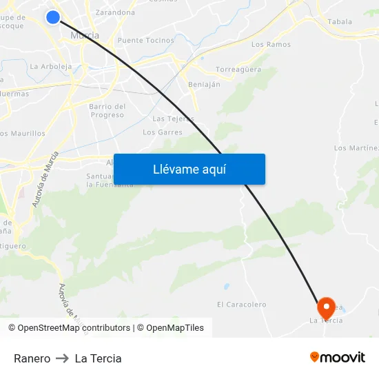 Ranero to La Tercia map